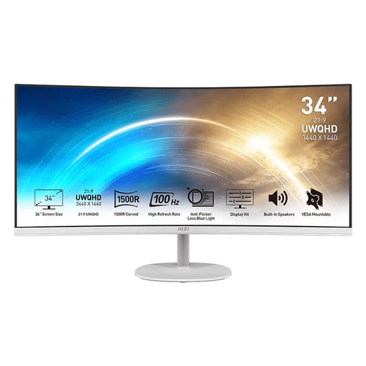 MSI PRO MP341CQ 34″ VA Ultrawide Curved Pro Monitor (1500R, 3440×1440, 1ms, 100Hz)